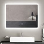 Bluetooth Bathroom Mirror with Shaver Socket, Dimmable, Demister, 3 Colours LED