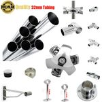 32mm NEW CLOTHES GARMENT RAIL WALK IN WARDROBE CHROME TUBING HANGING RAIL SYSTEM