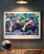 VALENTINO ROSSI MARCO SIMONCELLI limited edition print by Greg Tillett MotoGP A3
