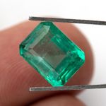 Natural Zambian Emerald 3.98ct Emerald Cut 10.9x8.3mm Rich Vivid Bluish Green