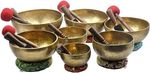 4"–9" Chakra Healing Tibetan Singing Bowl Set – Hand-Hammered 7 Bowls from Nepal