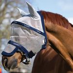 Rambo Plus Horse Fly Mask - Silver/Navy