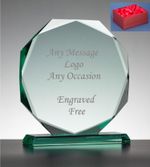 Personalised Engraved Glass Octagon Trophy Award Corporate Staff Recognition