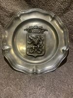 Vintage Pewter Plaque Royal Scottish Coat Of Arms Small Crown Rampant Lion Crest