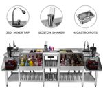Cocktail Bar Station Compact Twin Steel Insulated Ice Well Sink Glass Rinser