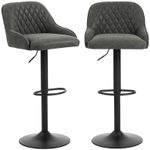 HOMCOM Bar Stools Set of 2 Adjustable Swivel Counter Height Dark Grey