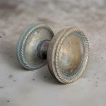 Vintage solid brass door pull knob Patina Verdigris rope edge Georgian Style 
