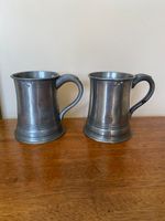 Pair Antique Victorian Pewter Tankards 1pt byJ Mc Glashan Glasgow