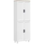 HOMCOM Modern Kitchen Cupboard Storage Cabinet with 6 Shelves, White