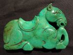 Chinese Old Turquoise Hand Carved *Horse* 2Faces Pendant