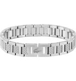 LACOSTE METROPOLE STAINLESS STEEL BRACELET SILVER WITH GIFT BOX +BAG +POUCH
