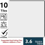 White Suspended Ceiling Tiles 595mm x 595mm Easyclean Wipeable Waterproof Panel