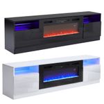 178cm TV Stand Unit Cabinet Recessed 32" Electric Fireplace with Closed Storage