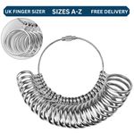 Ring finger sizer measure gauge UK British Sizes A - Z - Free Postage - Metal