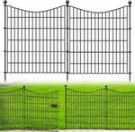 10 x Heavy Metal Fence with Gate Garden Fencing Flower Bed Border Animal Barrier