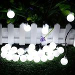 Solar String Lights 100 LED 12M 8 Modes Timer Remote Cool White Outdoor