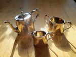 Vintage / antique Sheffield silver plate Tea Set, three pieces including teapot