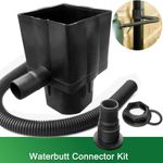 Rainwater water butt diverter kit fits square and round pipe