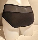 Women’s Black Mesh Sheer Stretch Breathable Mid Rise Brief Knickers M 1 Pack