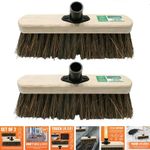 2 X 12" STIFF BROOM HEAD HEAVY DUTY OUTDOOR SWEEPING YARD GARDEN DECK HARD BRUSH
