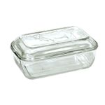 Luminarc Clear Tempered Glass Butter Dish Storage Keep Embossed Cow Cover Lid