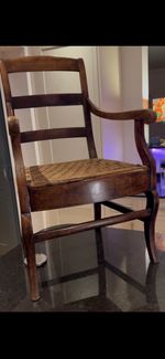 19th Century,French,walnut,Scroll Armchair with Rush Seat.