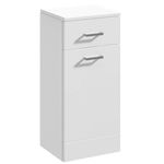 Floor Standing Laundry Basket Wood Bathroom Storage Unit High Gloss White Modern