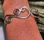 Sterling Silver Swirl Scroll Naturalistic Open Cuff Bracelet, Adjustable