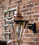 Copper "Brampton" Hexagonal Outdoor Lantern Garden Wall Light With Bracket