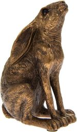 Moon Gazing Hare Ornament Reflections Bronze Colour 12cm Height