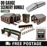 OO Gauge Railway Scenery Bundle 7 Item Set Engine Shed Bridge Station