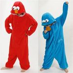 Adult Kid Sesame Street Cookie Monster Elmo Costume Pajamas Party Flannel Outfit