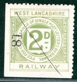 GB WEST LANCASHIRE RAILWAY Letter Stamp 2d WLR Used LIME86