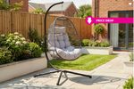 Rattan Hanging Egg Chair Outdoor Garden Swing Seat With Stand & Thick Cushion UK