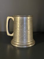 Vintage English Pewter Tankard 1/2 Pint Size Sheffield Made Hammered Finish