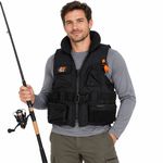 FISHING ANGLING JACKET 50N BUOYANCY AID SAFETY VEST COAT TACKLE POCKETS 60-90KG