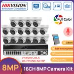 Hikvision 16Channel 4K POE NVR MIC 4K 8MP ColorVu Security Camera System Outdoor