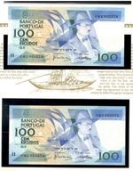 Portugal 100 Escudos 1988 P-179e.4 UNC w/FDI UN FLAG STAMP 2 CONSECUTIVE Lucky #