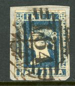 British India 1854 QV ½p Blue Die 2 SG #6 VFU H504