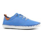 Lunar St Ives Leather Plimsol Azure Blue Womens Lace Up Shoes Casual Trainer