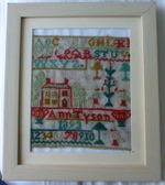 Antique Tapestry Sampler Named ANN TYSON Dated 1893 With House Birds Letters etc