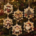 6Pcs 5D DIY Diamond Painting Wooden Christmas Ornament Kit Tree Hanging