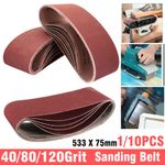 75 X 533mm Sanding Belt 3x21 inch Abrasive Sandpaper 40 80 120 Mixed Grit 1/10x