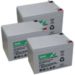 3 x LUCAS 12 VOLT 14 Amp Hour (12V 14ah) Sealed Rechargeable AGM/GEL Battery