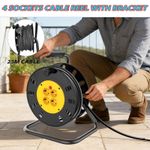 HEAVY DUTY 4 WAY 10M~50M CABLE EXTENSION REEL LEAD GANG MAINS SOCKET ELECTRICAL