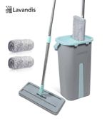 LAVANDIS 360° Flat Mop & Bucket Set Dry & Squeeze Multi Functional Reusable Mops