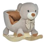 HOMCOM Kids Rocking Bear Plush Ride On Seat with Sound Wood Base Seat Belt