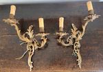 Beautiful Pair Antique French Gilt Bronze Twin Arm Electric Wall Lights REwired