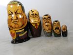Vintage Hand-Painted Russian Leaders Matryoshka Nesting Dolls -Set of 5