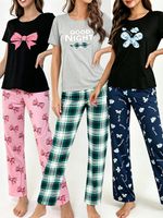 Womens Pyjama Set Ladies Soft Pjama Sleepwear Lounge Sleep Nightwear Set of 3